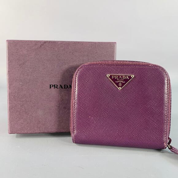 PRADA Purple Saffiano Leather Zip Wallet - Picture 7 of 7